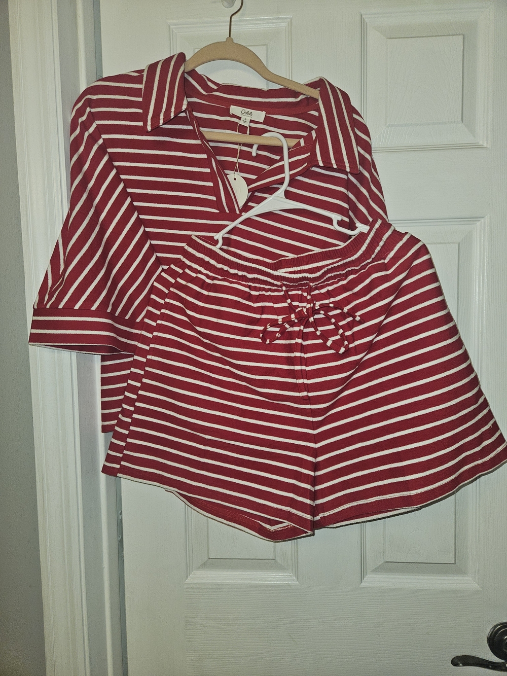 Oddi Red & White Striped Shirt and Shorts Set